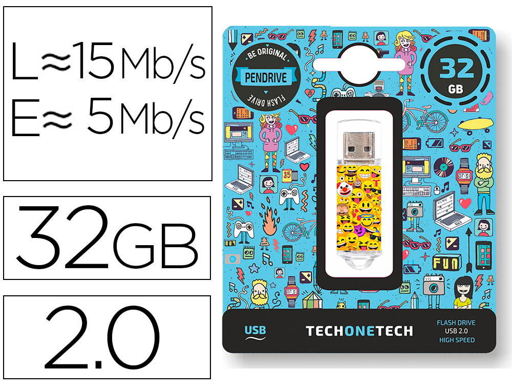 [161830] Memoria usb tech on tech emojitech emojis 32 gb