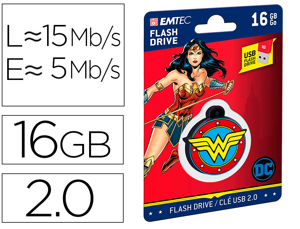 [160161] Memoria usb emtec flash 16 gb usb 2.0 collector wonder woman