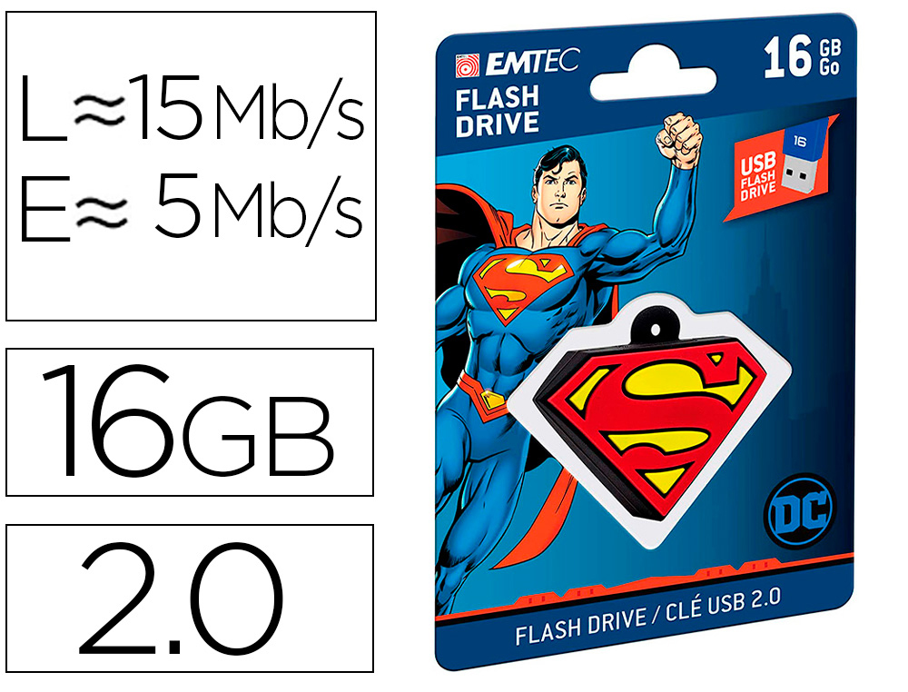 [160159] Memoria usb emtec flash 16 gb usb 2.0 collector superman