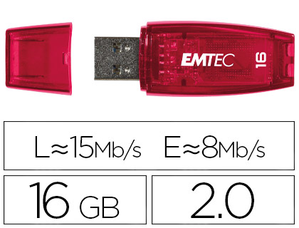 [46102] Memoria usb emtec flash c410 16 gb 2.0 rojo