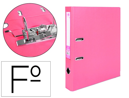 [79715] Archivador de palanca liderpapel folio documenta forrado pvc con rado lomo 52 mm rosa compresor metalico