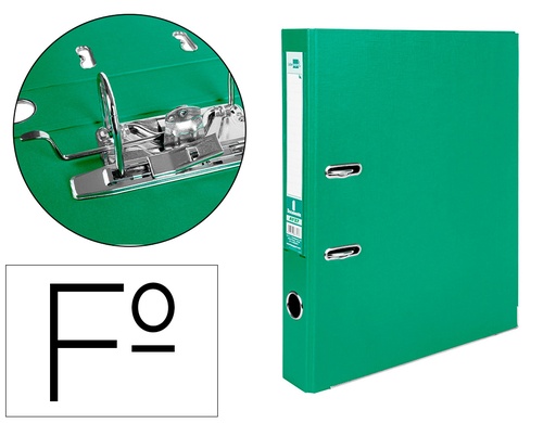 [79712] Archivador de palanca liderpapel folio documenta forrado pvc con rado lomo 52 mm verde compresor metalico