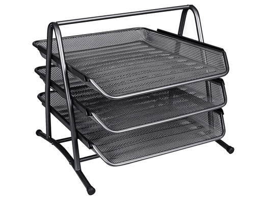 [35097] Bandeja sobremesa metalica q-connect kf00823 rejilla negra 3 bandejas movibles 350x278x275 mm