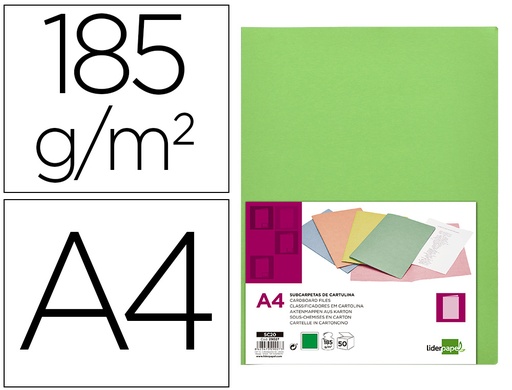 [29027] Subcarpeta liderpapel din a4 verde intenso 180g/m2