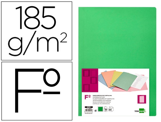 [29022] Subcarpeta liderpapel folio verde intenso 180g/m2