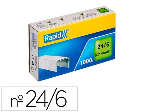 [166520] Grapas rapid 24/6 mm galvanizada caja de 1000 unidades