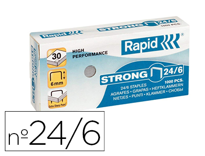 [63058] Grapas rapid nº 24/6 strong galvanizadas caja de 1000 unidades