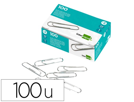 [2305] Clips liderpapel nº3 labiados 43 mm caja de 100 unidades