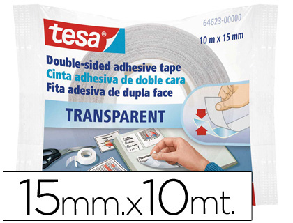 [49509] Cinta adhesiva tesa doble cara transparente 10 mt x 15 mm