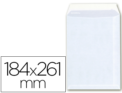 [58760] Sobre liderpapel bolsa a-6 offset blanco 100 gr 184x261 mm con tira de silicona caja de 250 unidades