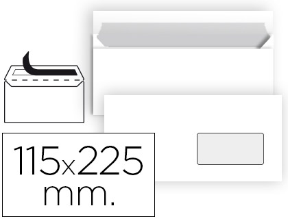 [58641] Sobre liderpapel n 4 blanco americano ventana derecha 115x225 mm tira de silicona paquete de 25 unidades