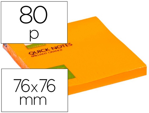 [29131] Bloc de notas adhesivas quita y pon q-connect 76x76 mm naranja neon 80 hojas