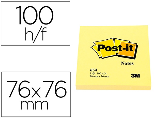 [8873] Bloc de notas adhesivas quita y pon post-it 76x76 mm con 100hojas