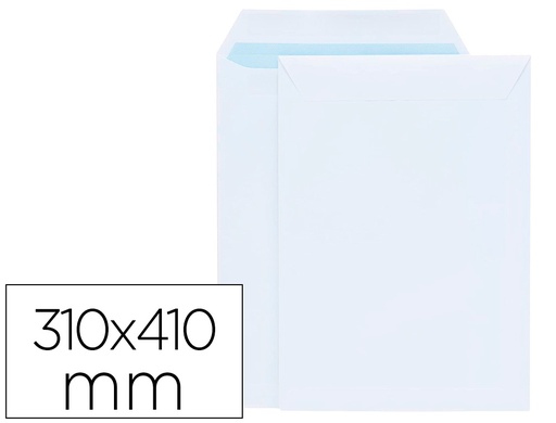 [6205] Sobre liderpapel bolsa blanco 310x410 mm solapa tira de silicona papel offset 100 gr caja de 250 unidades