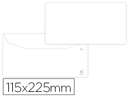 [6193] Sobre liderpapel blanco 115x225 mm solapa engomada papel offset 80 gr caja de 500 unidades