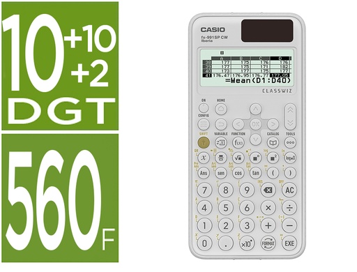 [155201] Calculadora casio fx-991sp cw iberia classwiz cientifica 560 funciones 9 memorias 10+2 digitos 5 idiomas con tapa