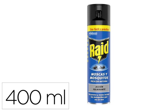 [171955] Insecticida raid spray moscas y mosquitos frescor natural bote de 400 ml