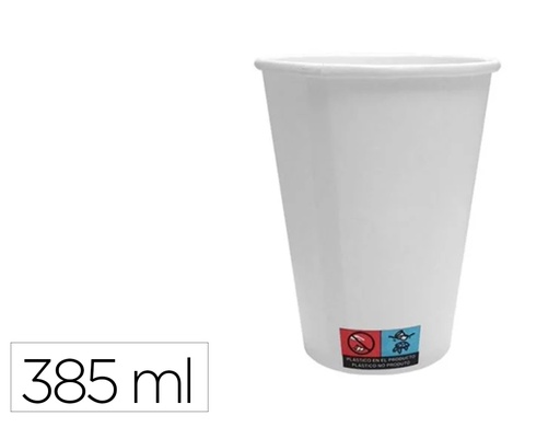 [171060] Vaso de papel blanco bunzl reciclable pefc 385 ml apto bebidas frias y calientes paquete de 50 unidades