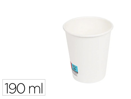 [171057] Vaso de papel blanco bunzl reciclable pefc 190 ml apto bebidas frias y calientes paquete de 50 unidades