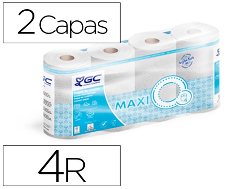 [169221] Papel de cocina goma camps 2 capas 90 servicios 224 mm x 21,6 m 21,5 g/m2 paquete de 4 rollos