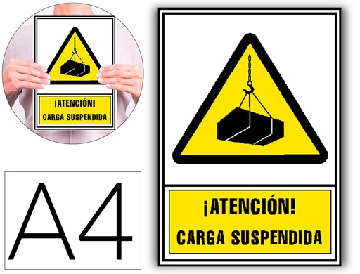 [160667] Pictograma archivo 2000 atencion carga suspendida pvc amarillo luminiscente 210x297 mm