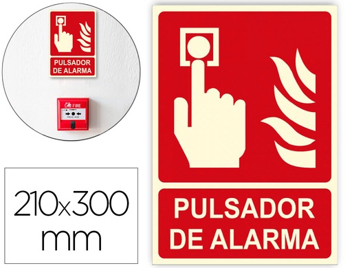 [160663] Pictograma archivo 2000 pulsador de alarma pvc rojo luminiscente 210x300 mm