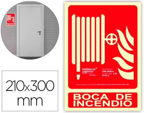 [160662] Pictograma archivo 2000 boca de incendio pvc rojo luminiscente 210x300 mm