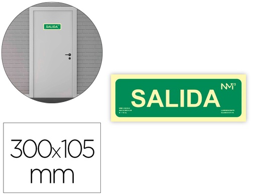 [160652] Pictograma archivo 2000 salida pvc verde luminiscente 300x105 mm pack de 2 unidades