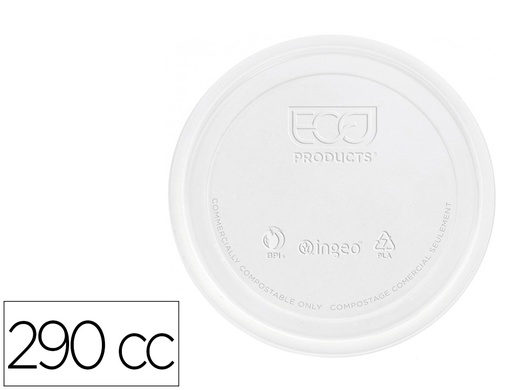 [160083] Tapa de plastico biodegradable para vaso de 290 cc paquete de 100 unidades