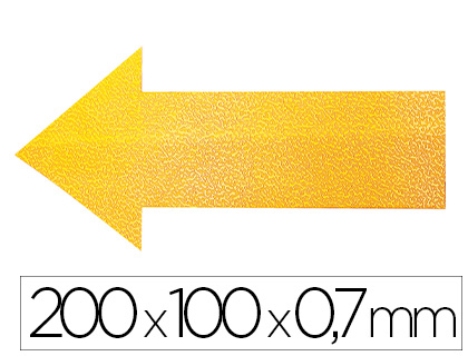 [155898] Simbolo adhesivo durable pvc forma de flecha para delimitacion suelo amarillo 200x100x0,7 mm pack de 10