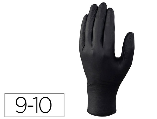 [155645] Guantes deltaplus de nitrilo desechable negro caja de 100 unidades talla 9-10