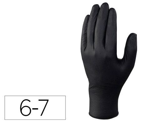 [155642] Guantes deltaplus de nitrilo desechable negro caja de 100 unidades talla 6-7