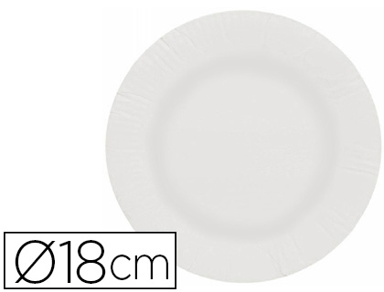 [155382] Plato papel reciclable blanco 18 cm paquete 50 unidades