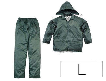 [154366] Conjunto de lluvia deltaplus 400 poliester/pvc verde talla l