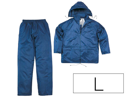 [154362] Conjunto de lluvia deltaplus 400 poliester/pvc azul marino talla l