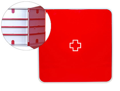 [150355] Botiquin paperflow plastico 3 estantes para medicinas 320x70x320 mm rojo