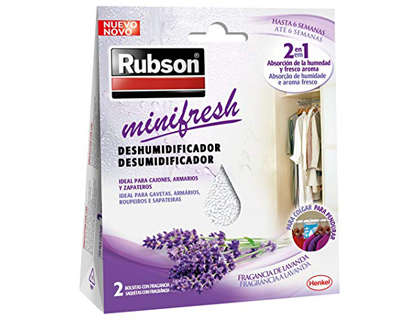 [150108] Deshumidificador rubson mini fresh lavanda accion 2 en 1 pack 2 bolsitas de 50 gr