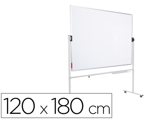 [169524] Pizarra blanca rocada acero vitrificado magnetico marco aluminio doble cara volteable 120x180 cm