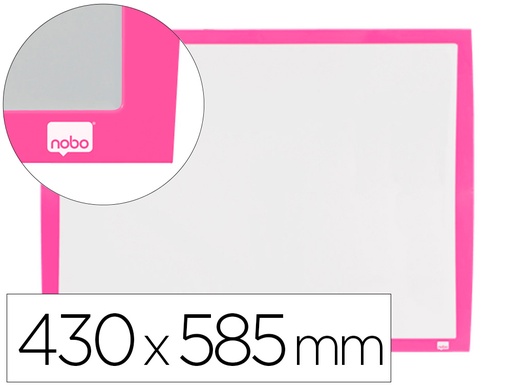 [166200] Pizarra blanca nobo magnetica marco fucsia 430x585 mm