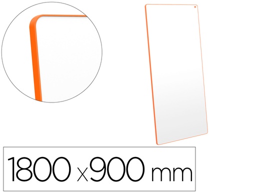 [163163] Pizarra blanca nobo move&meet extraible y portatil marco naranja doble cara magnetica 1800x900 mm