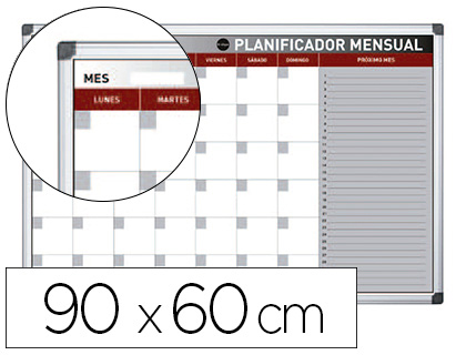 [156188] Planning magnetico bi-office mensual lacado marco aluminio rotulable 90x60 cm