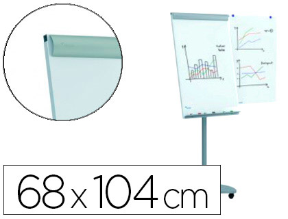 [150433] Pizarra blanca rocada para conferencias metalica lacada magnetica con ruedas 68x104 cm incluye 2 brazos laterales