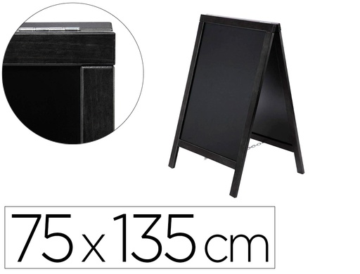 [54722] Pizarra negra liderpapel caballete doble cara de madera con superficie para rotuladores 75x135 cm