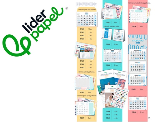 [171810] Calendarios liderpapel 2025 pack de 24 unidades diseños surtidos lote