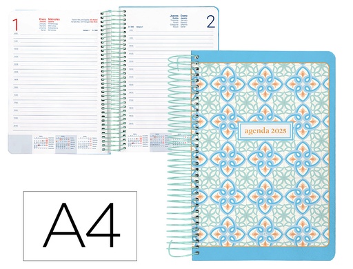 [170411] Agenda espiral liderpapel perissa a4 2025 día página azul papel 80 gr