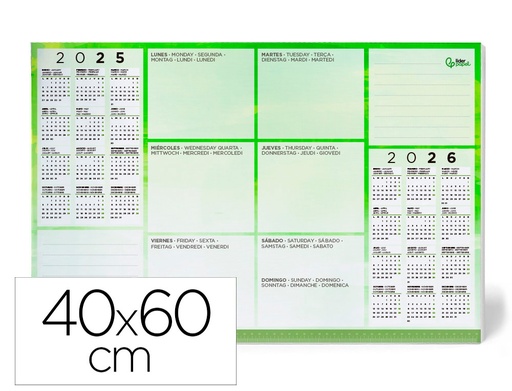 [53899] Planning sobremesa semanal liderpapel 40x60 cm 80 gr 60 hojas 2025-2026