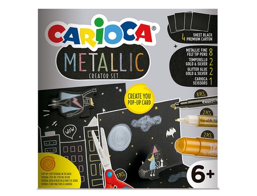 [162754] Set de dibujo carioca metallic pop up card creator 3d 17 piezas