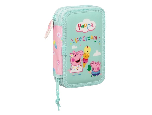 [237400] Plumier escolar safta doble cremallera 28 piezas peppa pig ice cream 40x125x195 mm