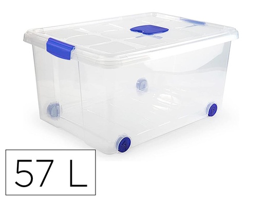 [170910] Contenedor plastico plasticforte n 5 transparente con tapa capacidad 57 l