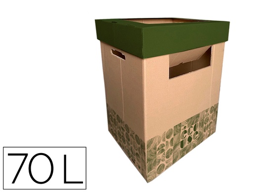 [164126] Contenedor papelera reciclaje liderpapel ecouse carton 100% reciclado y reciclable 70 litros 450x350x650 mm